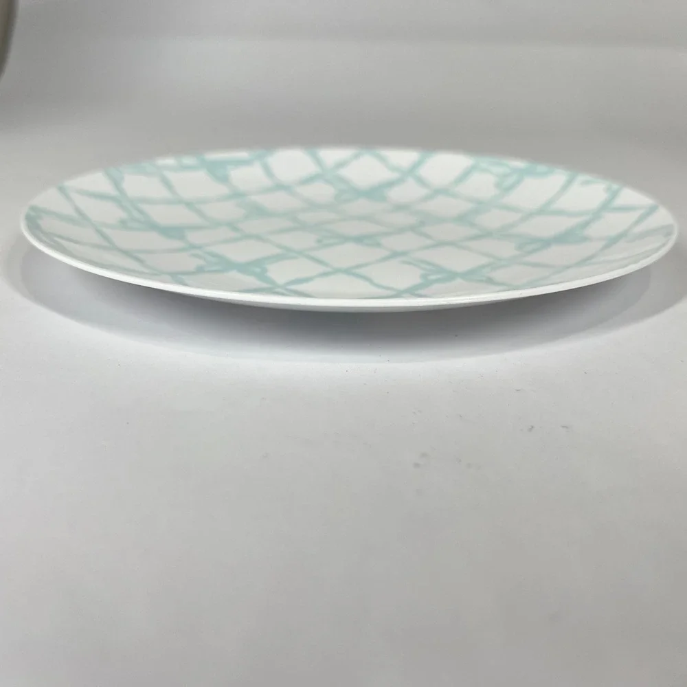 Shabby Chic Dessert Plates Set of 24 Aqua Bow Tie  Trellis 7.5 Inch Plastic-wear